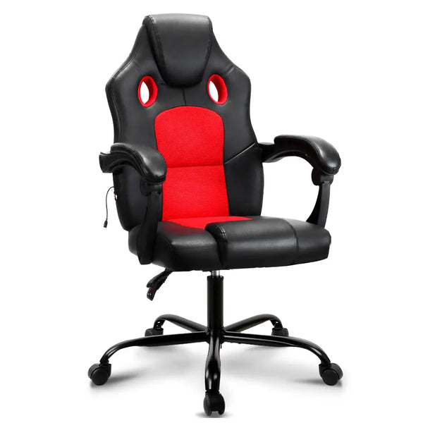 Artiss Massage Office Chair Gaming Computer Seat Recliner Racer Red Deals499