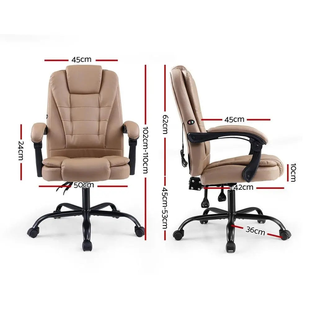 Artiss Massage Office Chair PU Leather Recliner Computer Gaming Chairs Espresso Deals499