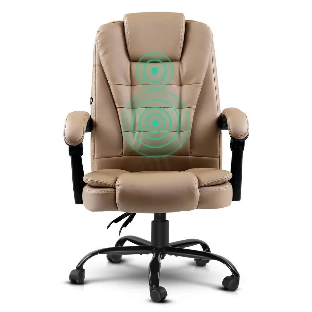 Artiss Massage Office Chair PU Leather Recliner Computer Gaming Chairs Espresso Deals499