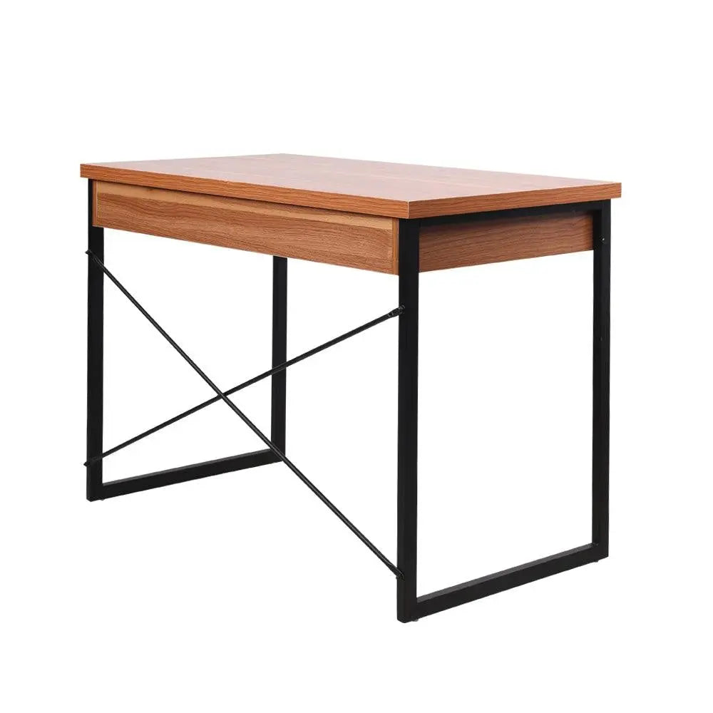 Artiss Metal Desk with Drawer - Walnut Deals499