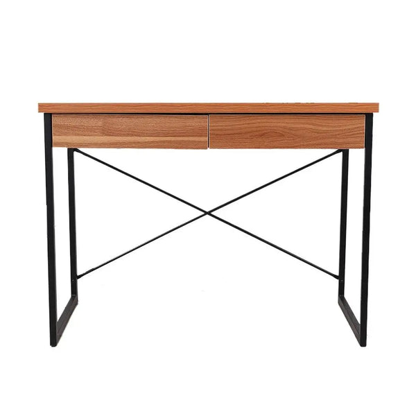 Artiss Metal Desk with Drawer - Walnut Deals499