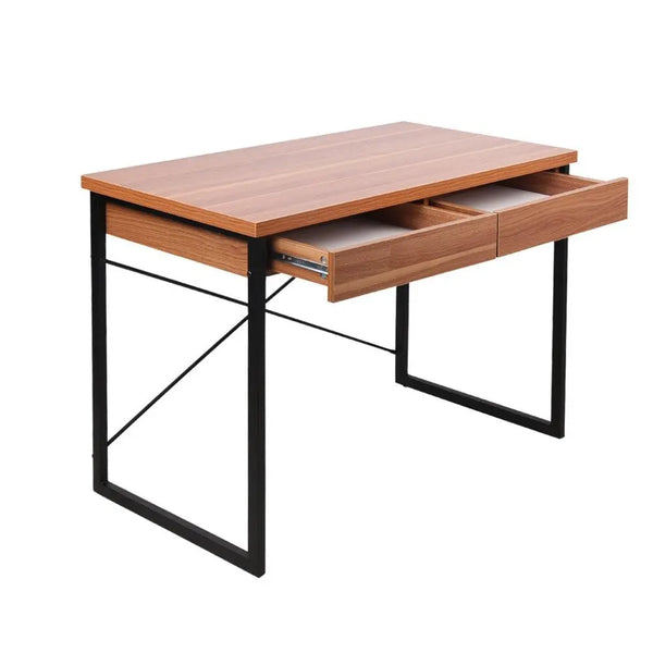 Artiss Metal Desk with Drawer - Walnut Deals499