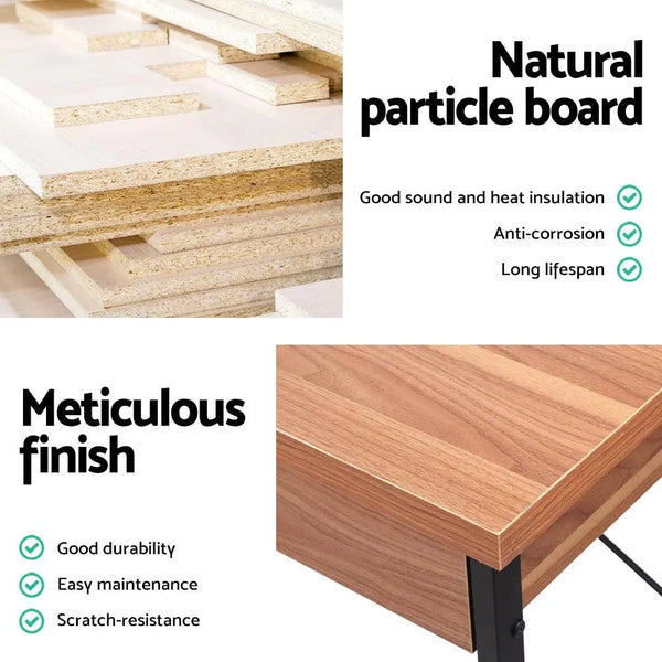 Artiss Metal Desk with Drawer - Walnut Deals499