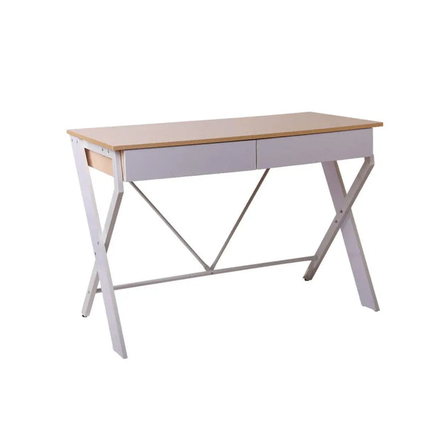 Artiss Metal Desk with Drawer - White with Oak Top Deals499