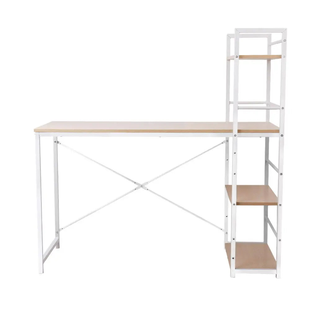 Artiss Metal Desk with Shelves - White with Oak Top Deals499