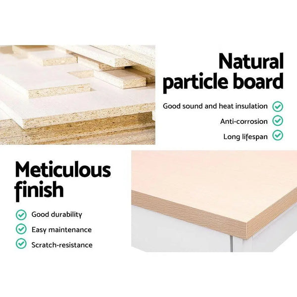 Artiss Metal Desk with Shelves - White with Oak Top Deals499