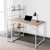Artiss Metal Desk with Shelves - White with Oak Top Deals499
