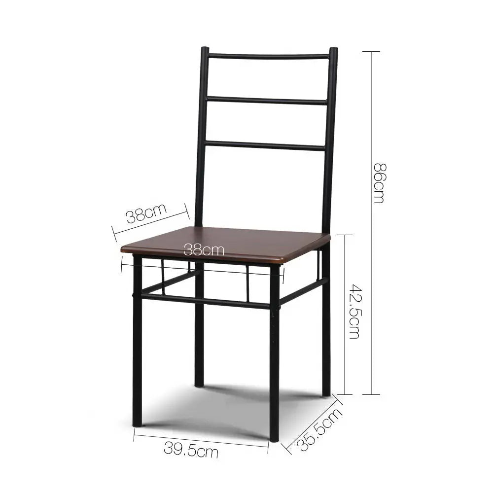 Artiss Metal Table and Chairs - Walnut & Black Deals499