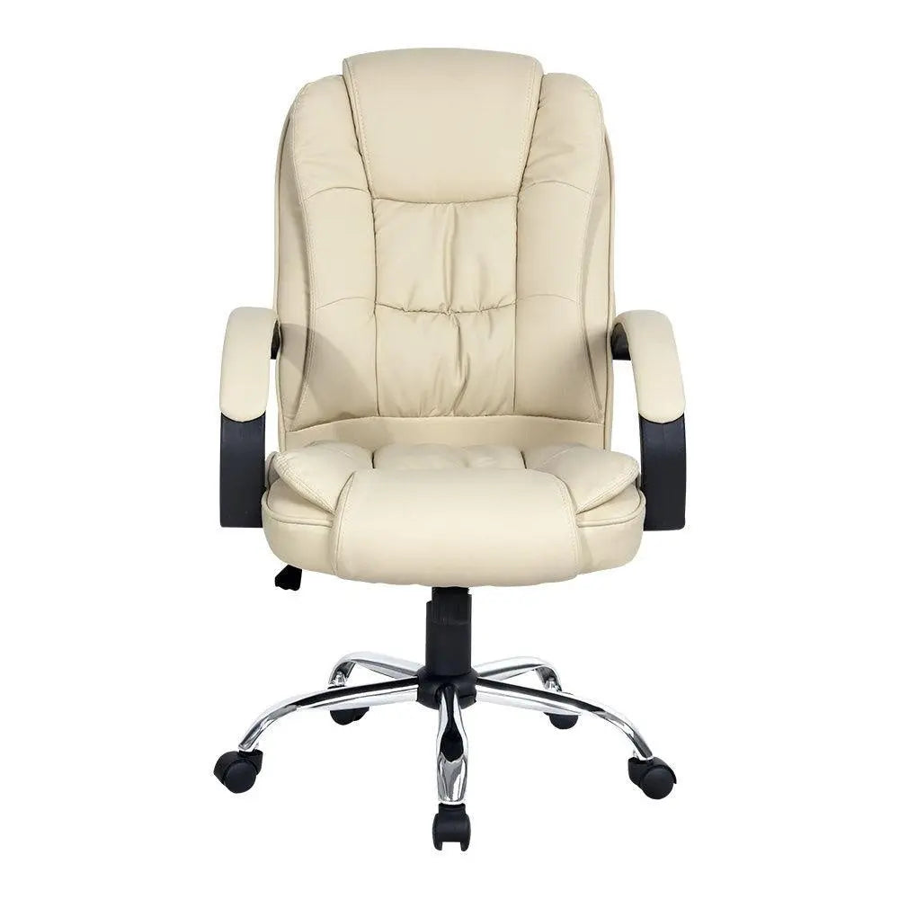 Artiss Office Chair Gaming Computer Chairs Executive PU Leather Seat Beige Deals499