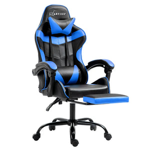 Artiss Office Chair Leather Gaming Chairs Footrest Recliner Study Work Blue Deals499