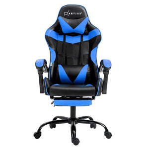 Artiss Office Chair Leather Gaming Chairs Footrest Recliner Study Work Blue Deals499