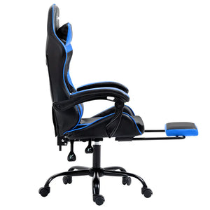 Artiss Office Chair Leather Gaming Chairs Footrest Recliner Study Work Blue Deals499