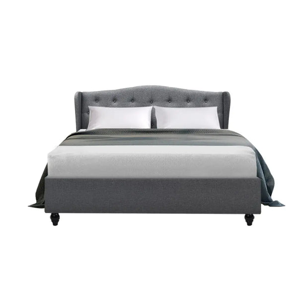 Artiss Pier Bed Frame Fabric - Grey Double Deals499