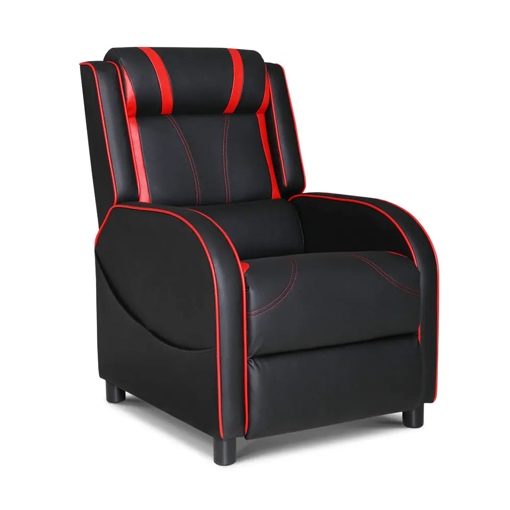 Artiss Recliner Chair Gaming Racing Armchair Lounge Sofa Chairs Leather Black Deals499