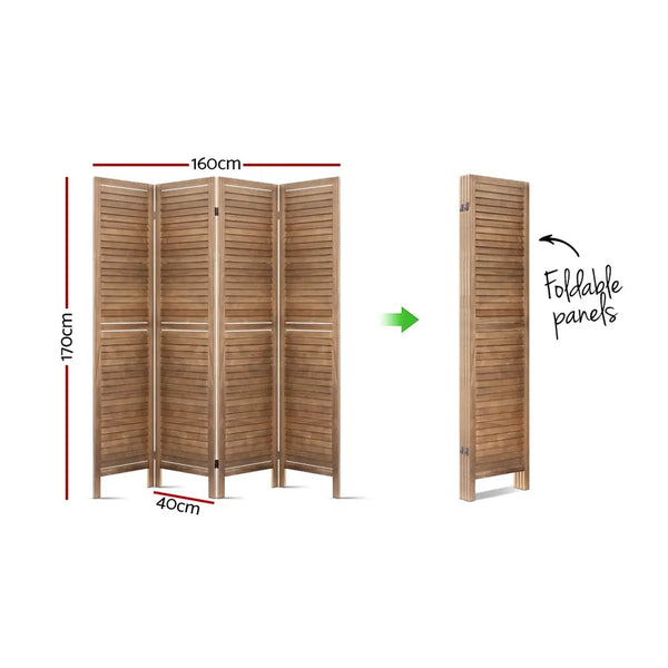 Artiss Room Divider Privacy Screen Foldable Partition Stand 4 Panel Brown Deals499