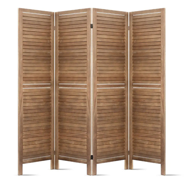 Artiss Room Divider Privacy Screen Foldable Partition Stand 4 Panel Brown Deals499