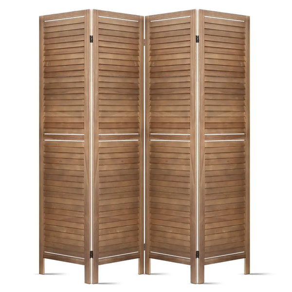 Artiss Room Divider Privacy Screen Foldable Partition Stand 4 Panel Brown Deals499