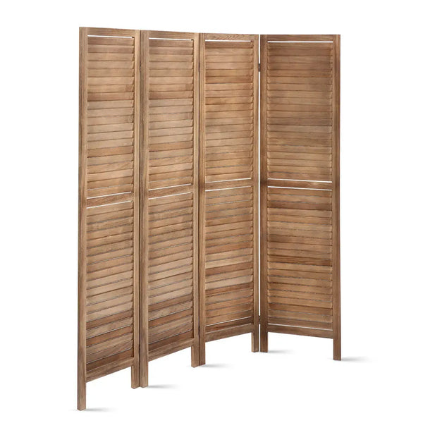 Artiss Room Divider Privacy Screen Foldable Partition Stand 4 Panel Brown Deals499