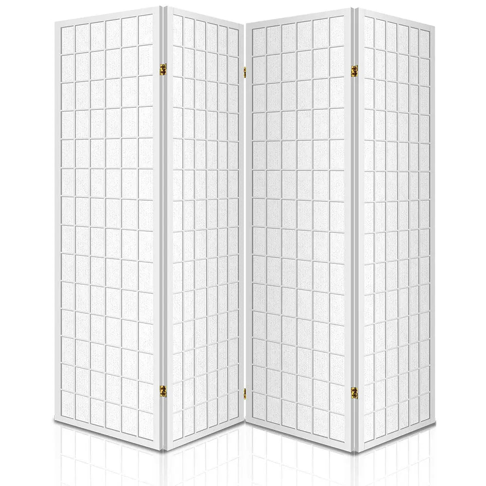Artiss Room Divider Screen Wood Timber Dividers Fold Stand Wide White 4 Panel Deals499