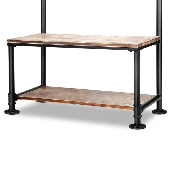 Artiss Rustic Hook Coat Shoe Rack Hanger Stand Clothes Vintage Wooden Pipe Shelf Deals499