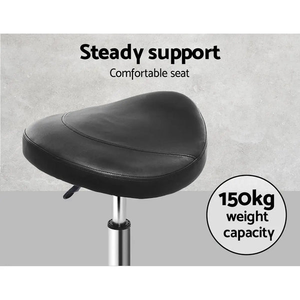 Artiss Saddle Salon Stool Black PU Swivel Barber Hair Dress Chair Hydraulic Lift Deals499