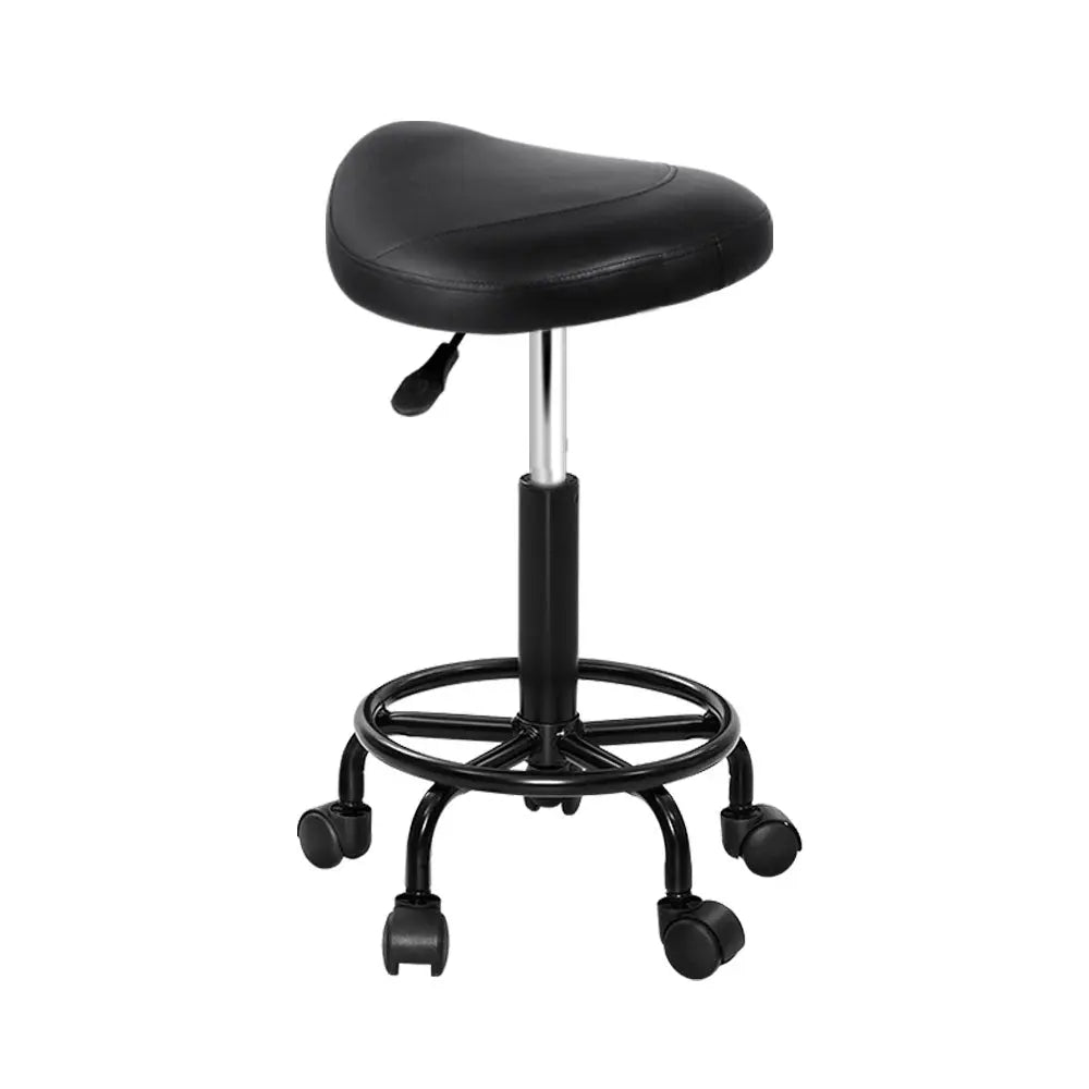Artiss Saddle Stool Salon Chair Black Swivel Beauty Barber Hairdressing Gas Lift Deals499