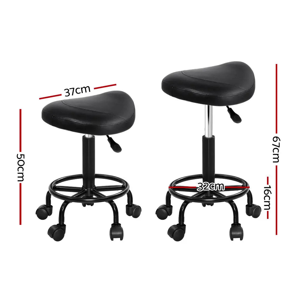 Artiss Saddle Stool Salon Chair Black Swivel Beauty Barber Hairdressing Gas Lift Deals499