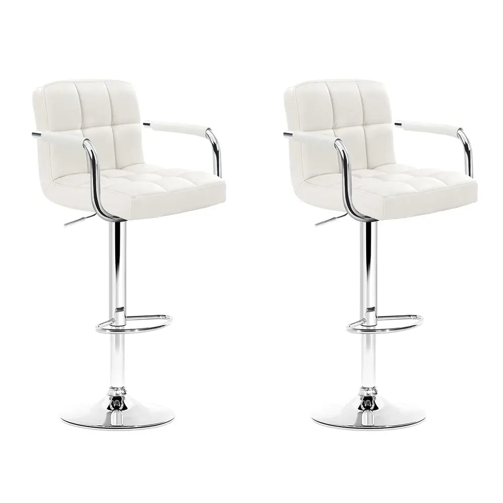 Artiss Set of 2 Bar Stools Gas lift Swivel - Steel and White Deals499