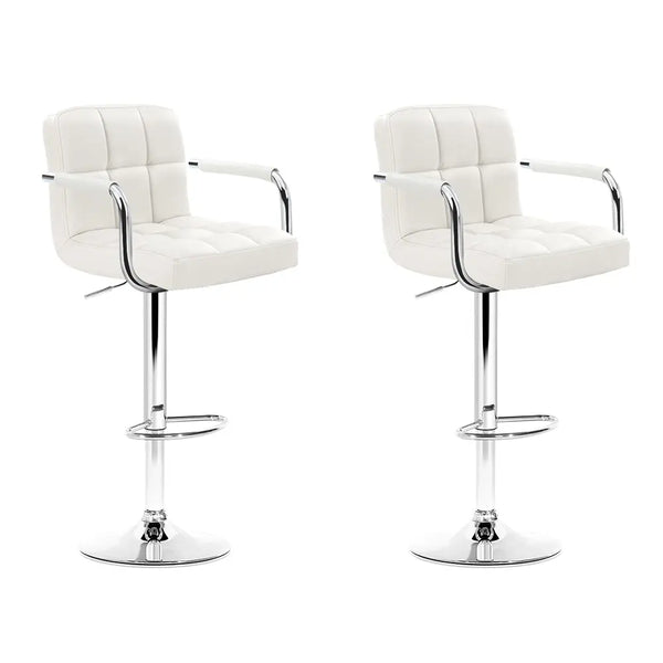 Artiss Set of 2 Bar Stools Gas lift Swivel - Steel and White Deals499