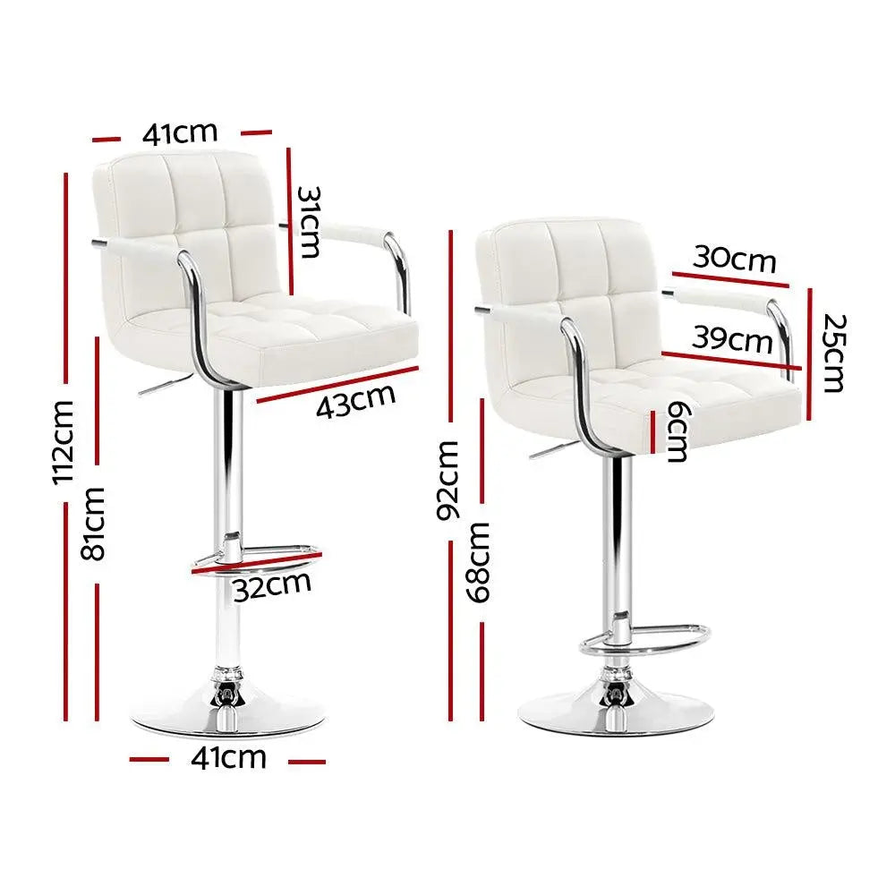 Artiss Set of 2 Bar Stools Gas lift Swivel - Steel and White Deals499