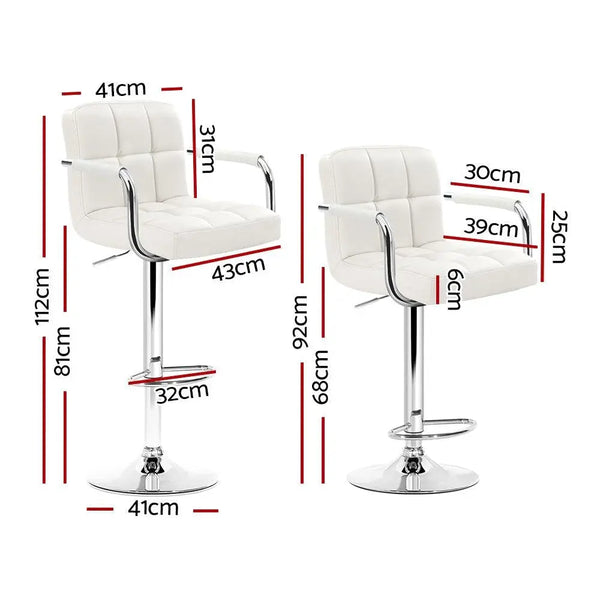 Artiss Set of 2 Bar Stools Gas lift Swivel - Steel and White Deals499