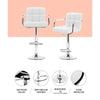 Artiss Set of 2 Bar Stools Gas lift Swivel - Steel and White Deals499