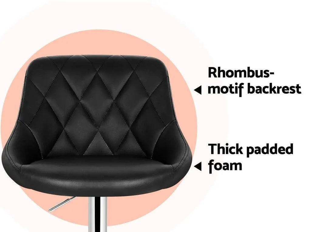 Artiss Set of 2 Bar Stools PU Leather Diamond Style - Black Deals499