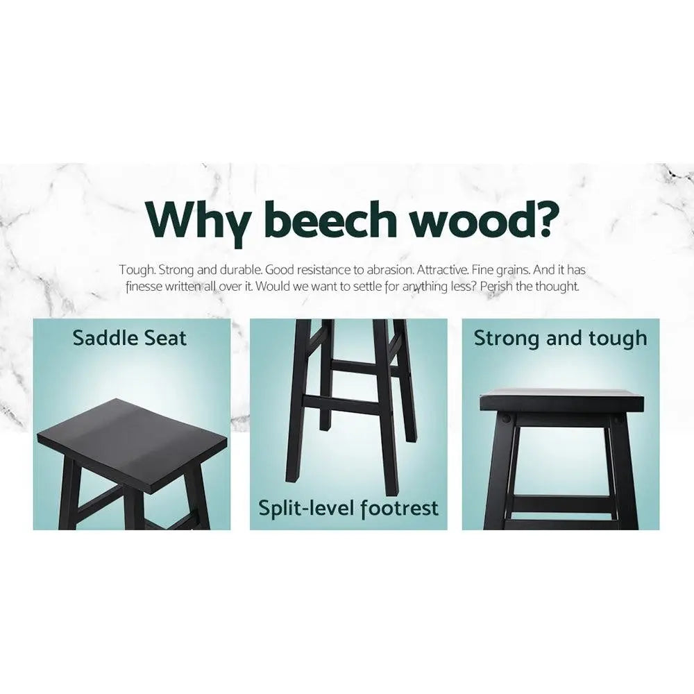 Artiss Set of 2 Beech Wood Bar Stools - Black Deals499