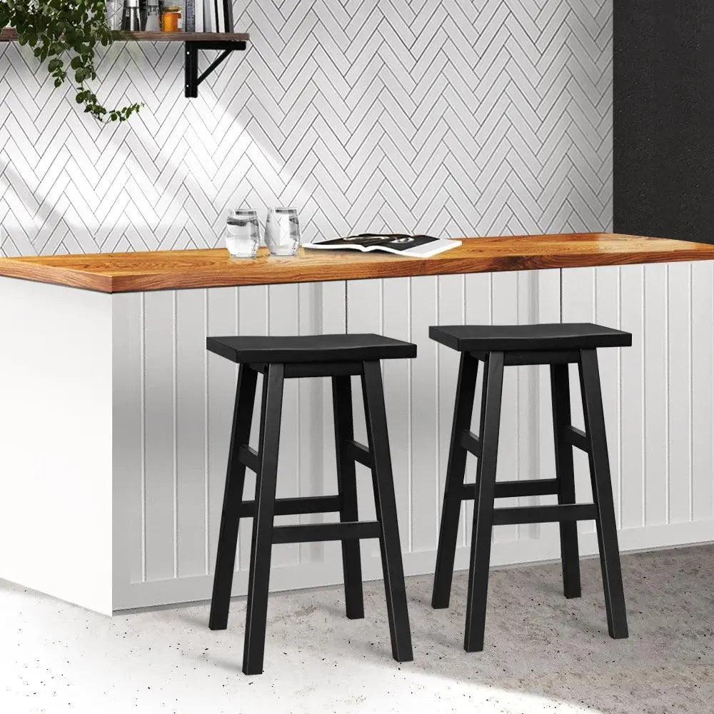 Artiss Set of 2 Beech Wood Bar Stools - Black Deals499