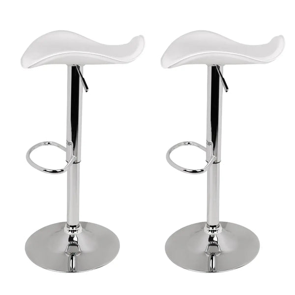 Artiss Set of 2 Gas Lift Bar Stools PU Leather - White and Chrome Deals499