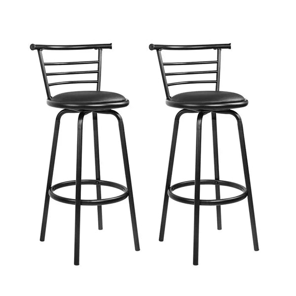Artiss Set of 2 PU Leather Bar Stools - Black and Steel Deals499