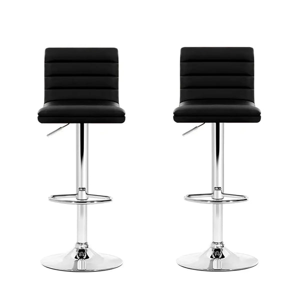 Artiss Set of 2 PU Leather Bar Stools Padded Line Style - Black Deals499