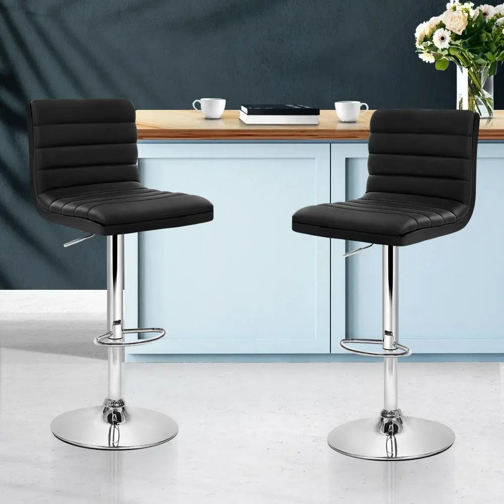Artiss Set of 2 PU Leather Bar Stools Padded Line Style - Black Deals499