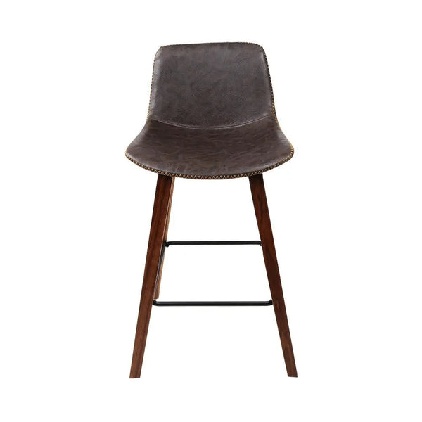 Artiss Set of 2 PU Leather Bar Stools Square Footrest - Wood and Brown Deals499
