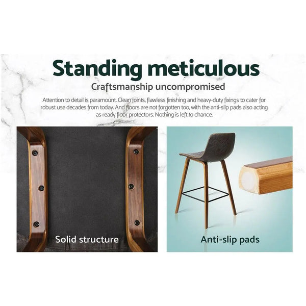 Artiss Set of 2 PU Leather Bar Stools Square Footrest - Wood and Brown Deals499