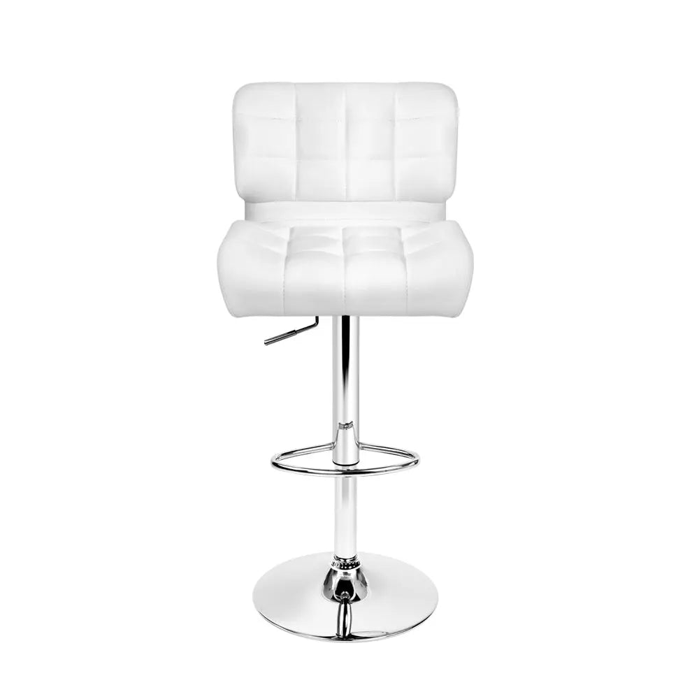 Artiss Set of 2 PU Leather Gas Lift Bar Stools - White and Chrome Deals499