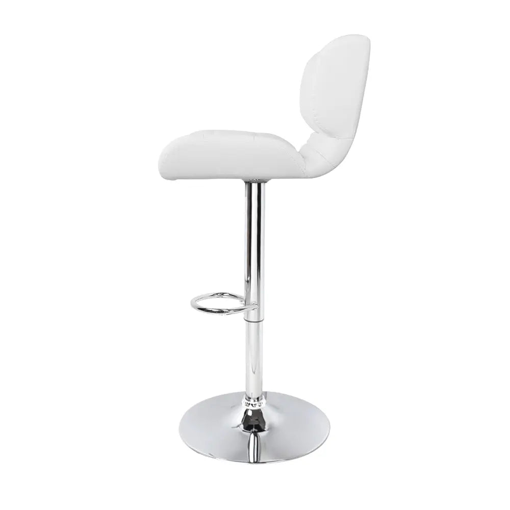 Artiss Set of 2 PU Leather Gas Lift Bar Stools - White and Chrome Deals499