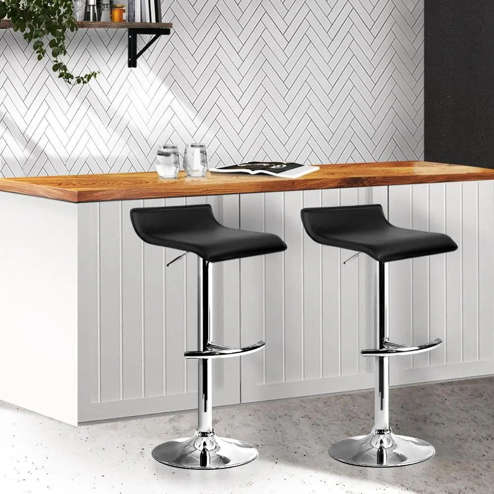 Artiss Set of 2 PU Leather Wave Style Bar Stools - Black Deals499
