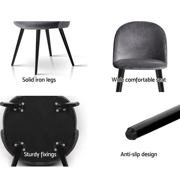 Artiss Set of 2 Velvet Modern Dining Chair - Dark Grey Deals499