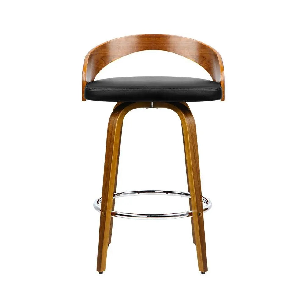 Artiss Set of 2 Walnut Wood Bar Stools - Black and Brown Deals499