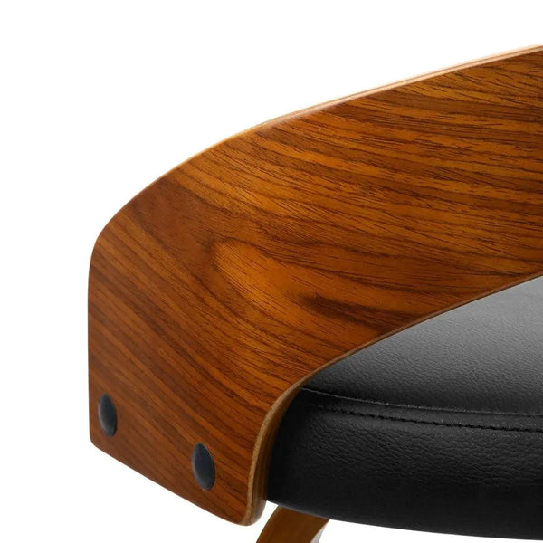 Artiss Set of 2 Walnut Wood Bar Stools - Black and Brown Deals499