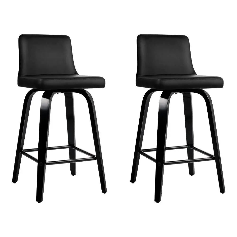 Artiss Set of 2 Wooden PU Leather Bar Stool - Black Deals499