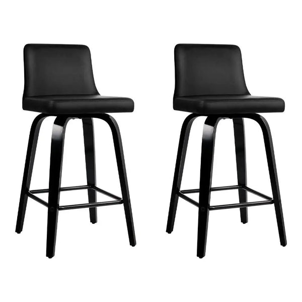 Artiss Set of 2 Wooden PU Leather Bar Stool - Black Deals499