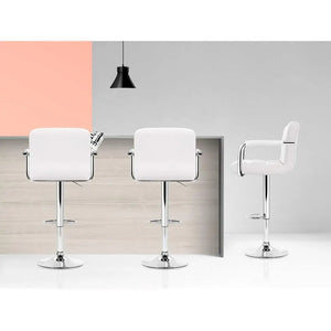 Artiss Set of 4 Bar Stools Gas lift Swivel - Steel and White Deals499